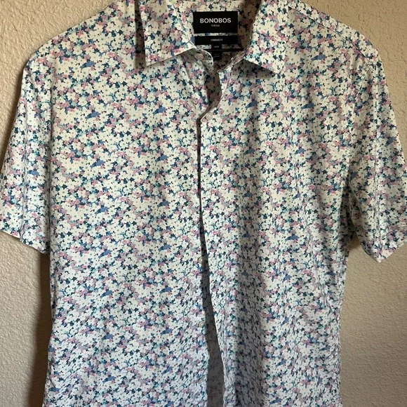 Bonobos White Casual Button Down Shirt with Floral Design - Picture 2 of 6